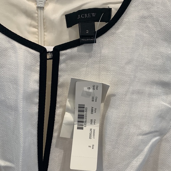 NWT J.Crew Herringbone Linen Dress White Navy 2 - Picture 3 of 9